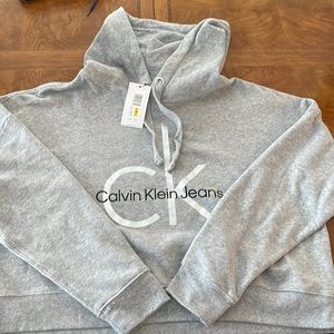 Gray women’s crop top hooded sweatshirt
